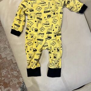 Koala Kids Yellow and Black Construction Print Footie